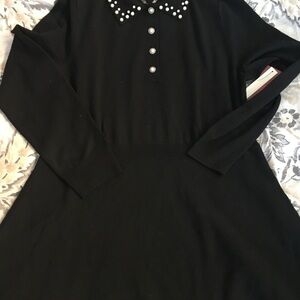 Womens Love Scarlett Long Sleeve Pearl Trim Sweater Dress Size XL Brand New